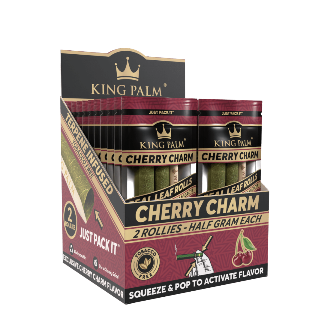 King Palm 2 Rollie Rolls  Cherry Charm  Display Box  20 Units Per Display